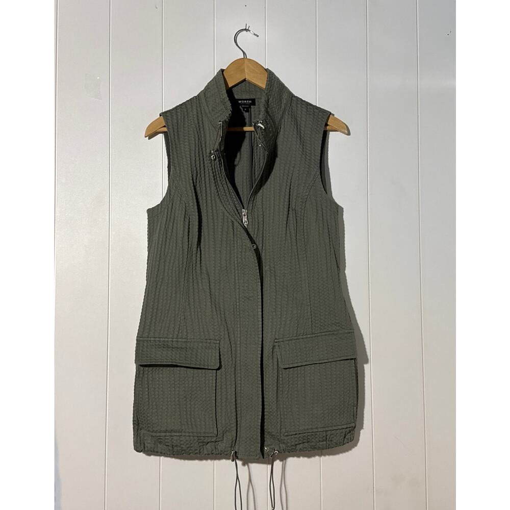 Worth New York Olive Green Utility Zip Vest Women’s 12